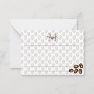 Coffee Beans Coffee Lover Lined Monogram Card
