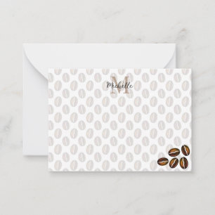 Coffee Beans Coffee Lover Monogram Card