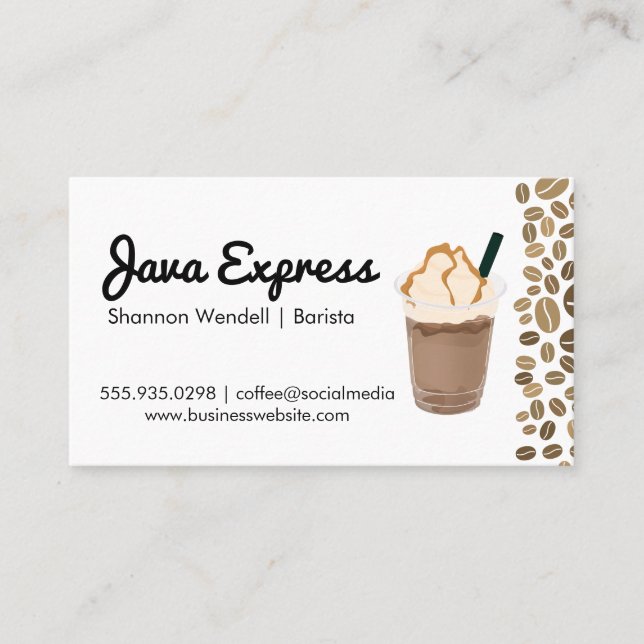Coffee Beans | Cold Brew Beverage Drink Business Card (Front)