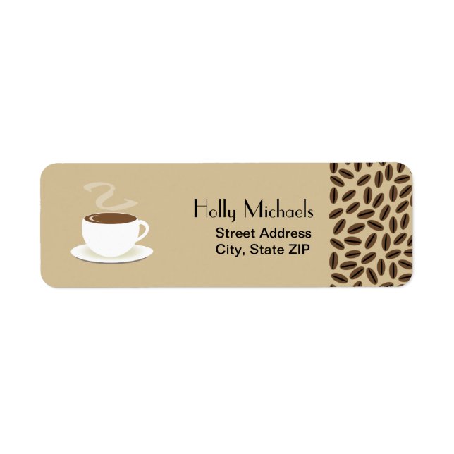 Coffee Beans & Cup Of Coffee Address Labels (Front)