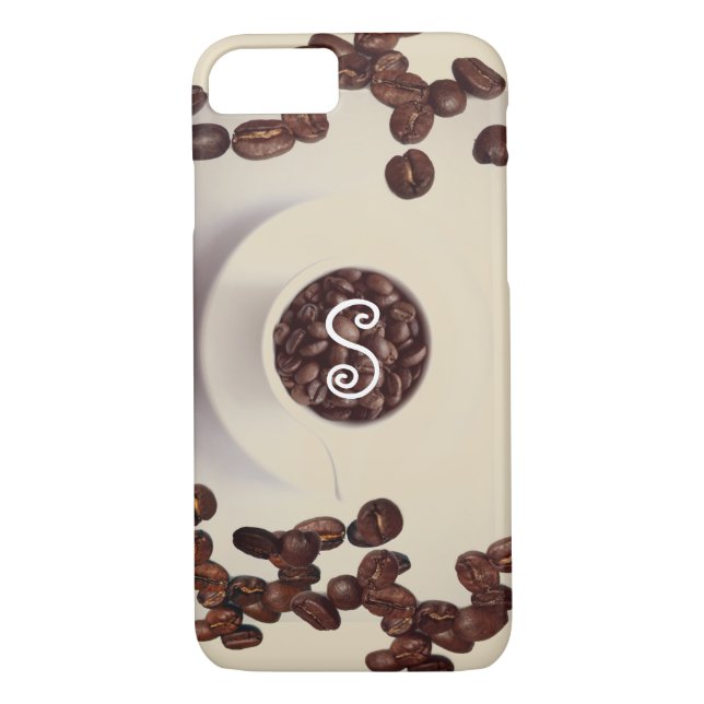 Coffee beans cup saucer cream brown  Case-Mate iPhone case (Back)