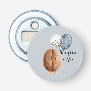 Coffee Beans Cupcake Faux Blue Denim Bottle Opener