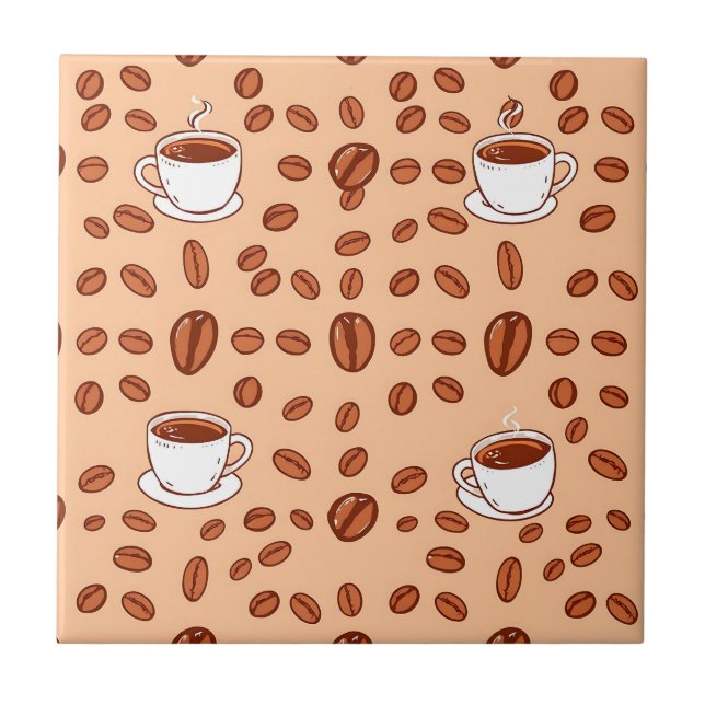 Coffee Beans Cups Cozy Pattern Tile (Front)