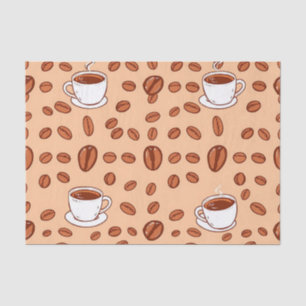 Coffee Beans Cups Cozy Pattern Tissue Paper