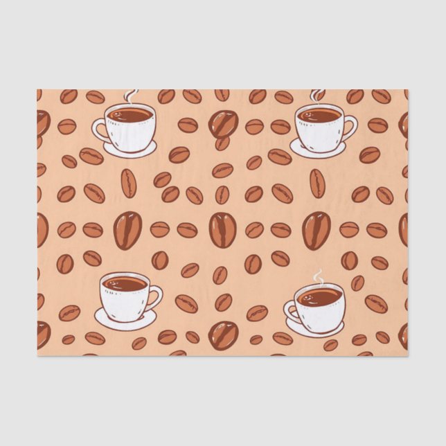 Coffee Beans Cups Cozy Pattern Tissue Paper (Front)
