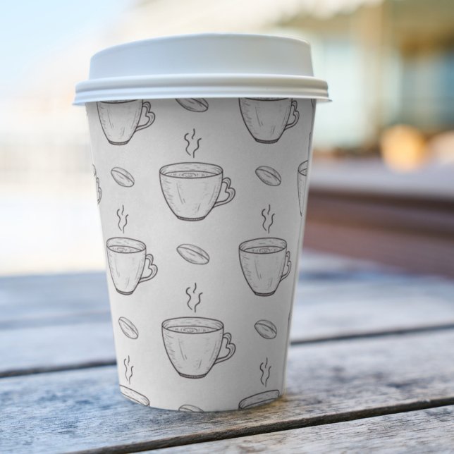 Coffee beans & Cups Of Coffee Clean Black & White (Creator Uploaded)