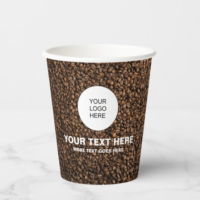 Coffee Beans Custom Business Logo Here Marketing Paper Cups (Front)