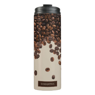 Coffee Beans Custom Name Thermal Tumbler
