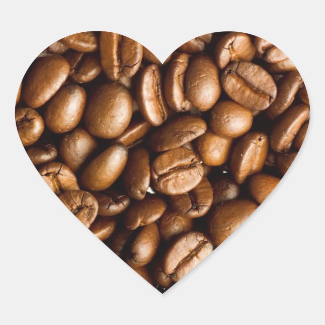 Coffee Beans Customisable Name Heart Sticker (Front)