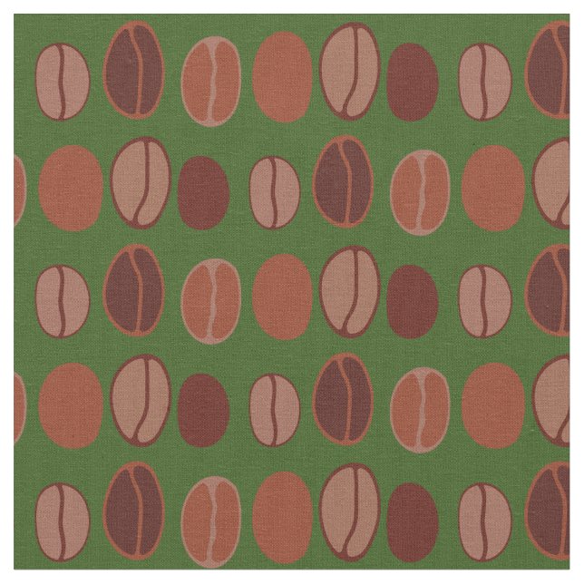 Coffee Beans Cute Cafe Barista Fabric (Close Up)