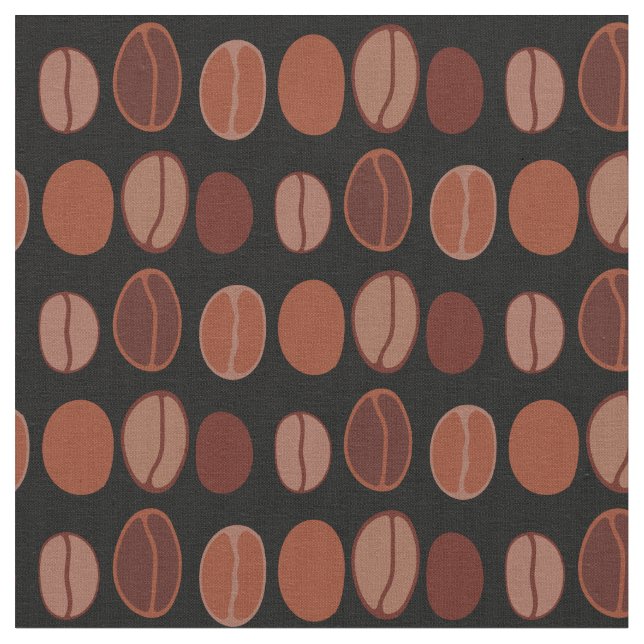 Coffee Beans Cute Cafe Barista Fabric (Close Up)