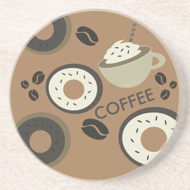 Coffee Beans Doughnuts Sweet Barista Coaster (Front)