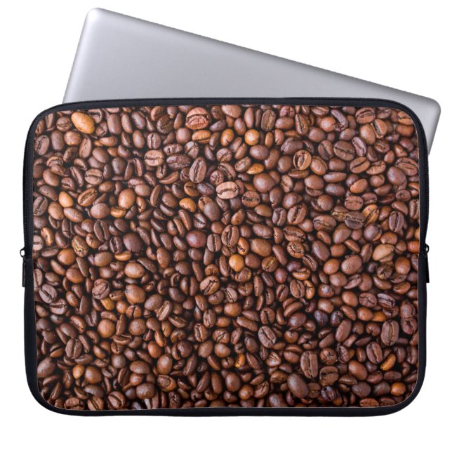 Coffee beans food texture pattern laptop sleeve (Front)