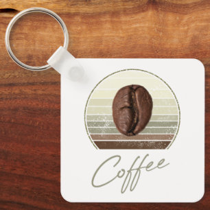 Coffee Beans For Espresso And Retro Barista Key Ring