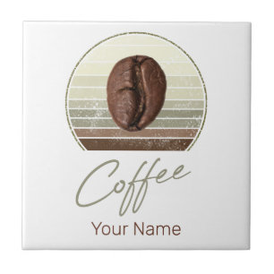 Coffee Beans For Espresso And Retro Barista Tile