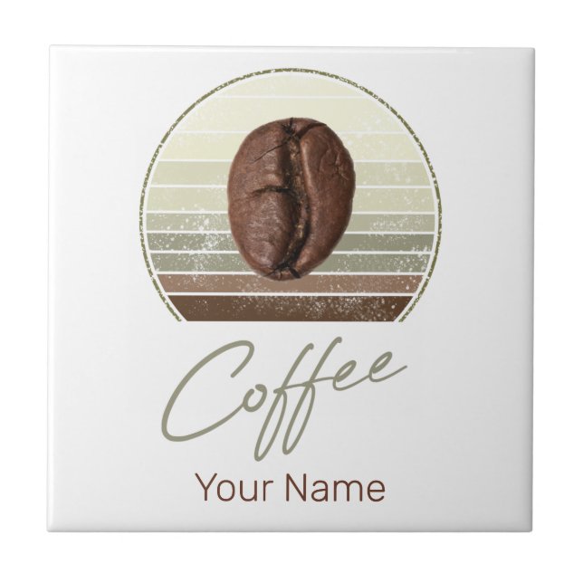 Coffee Beans For Espresso And Retro Barista Tile (Front)