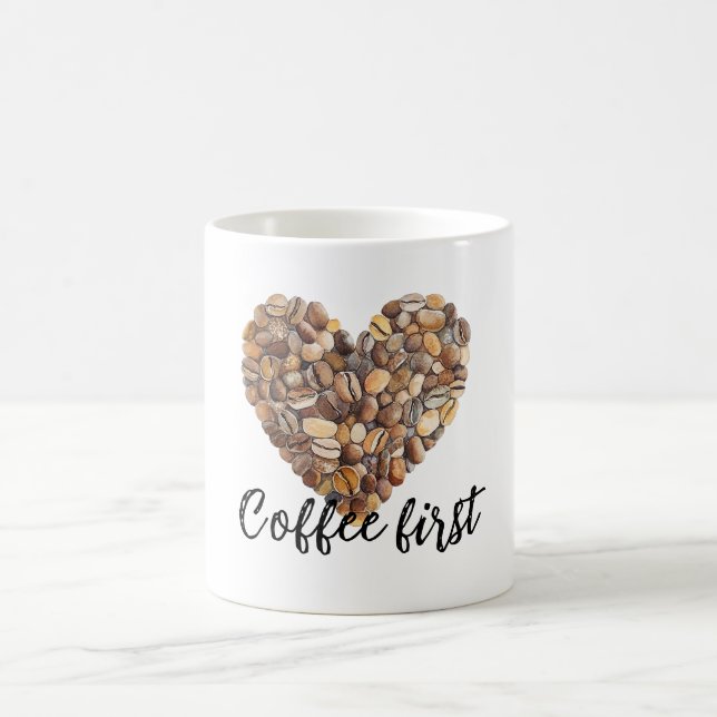 Coffee Beans Heart Coffee Mug (Center)
