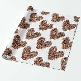 Coffee beans Hearts Wrapping Paper