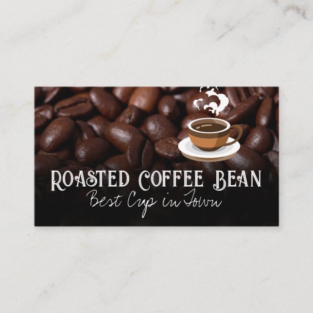 Coffee Beans | Hot Cup of Coffee Business Card (Front)