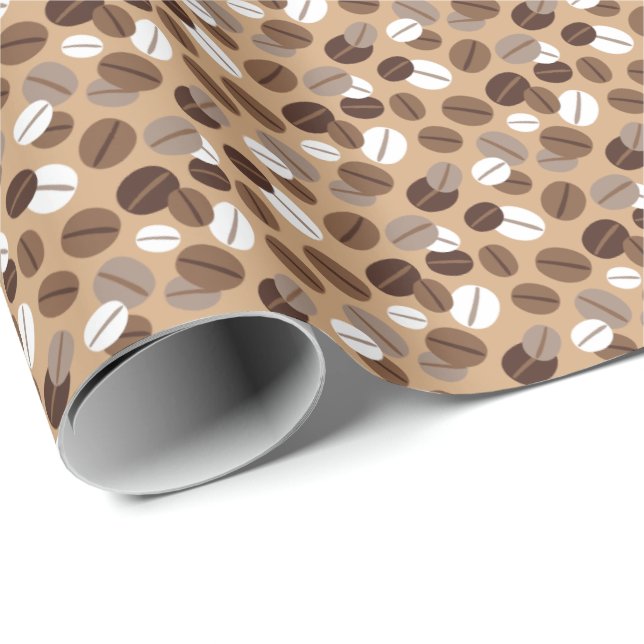 Coffee Beans in brown shades and white Wrapping Paper (Roll Corner)
