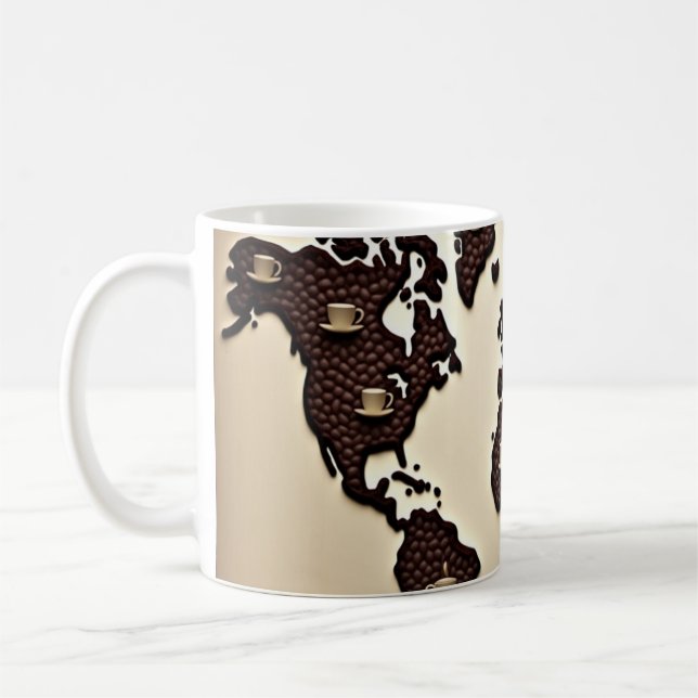 Coffee beans map design mug (Left)
