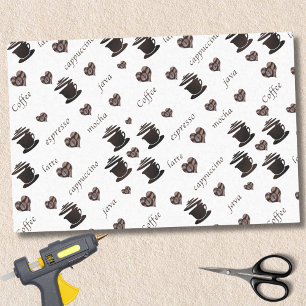 Coffee Beans, Mugs, Coffee Types Tissue Paper