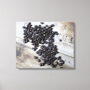Coffee Beans on an Old Wooden Crate Colour 16x20 Canvas Print