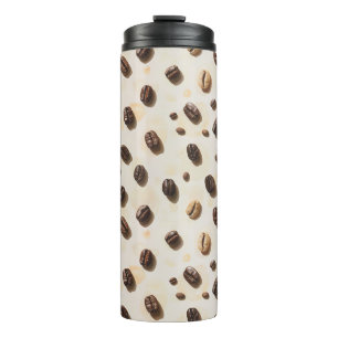Coffee Beans Pattern on a Light Surface Thermal Tumbler