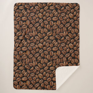Coffee beans pattern sherpa blanket