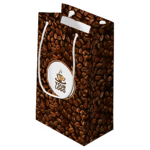 Coffee Beans Pattern Shop Brand Logo Small Gift Bag