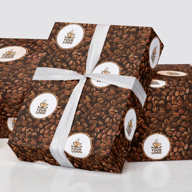 Coffee Beans Pattern Shop Brand Logo Wrapping Paper (Creator Uploaded)