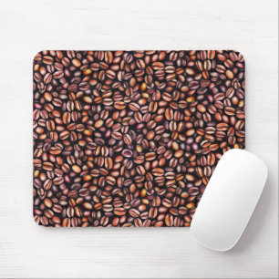   Coffee Beans Pencil Drawing Pattern Rustic Brown Mouse Mat