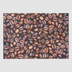   Coffee Beans Pencil Drawing Pattern Rustic Brown Tissue Paper