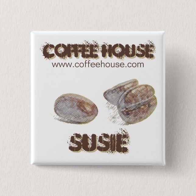 "coffee beans" personalizable name-tag button (Front)