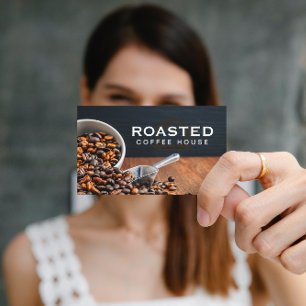 Coffee Beans Pouring Out w Scoop Business Card