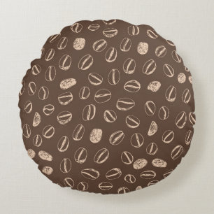 Coffee beans restaurant hand drawn cartoon doodle round cushion
