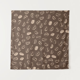 Coffee beans restaurant hand drawn cartoon doodle  tapestry