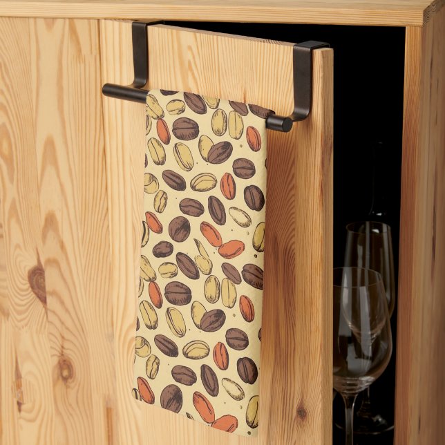 Coffee Beans Rustic Vintage Pattern No5 Tea Towel (Thirds Fold)