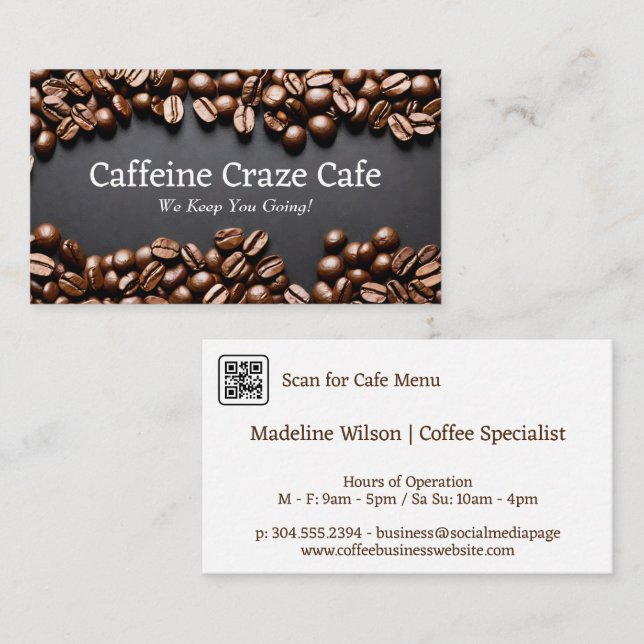 Coffee Beans Scattered Background Business Card (Front/Back)