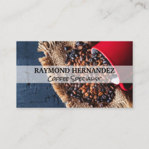 Coffee Beans Spilling out of Cup Business Card
