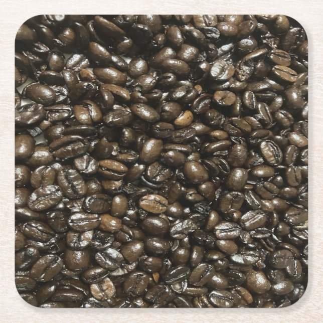 Coffee Beans Square Paper Coaster (Front)