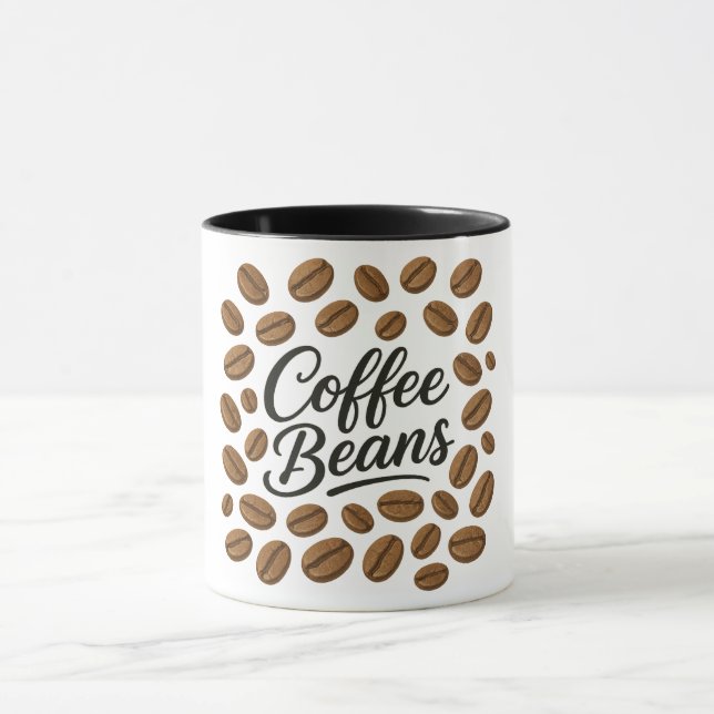 Coffee Beans Typography Illustration Mug (Center)