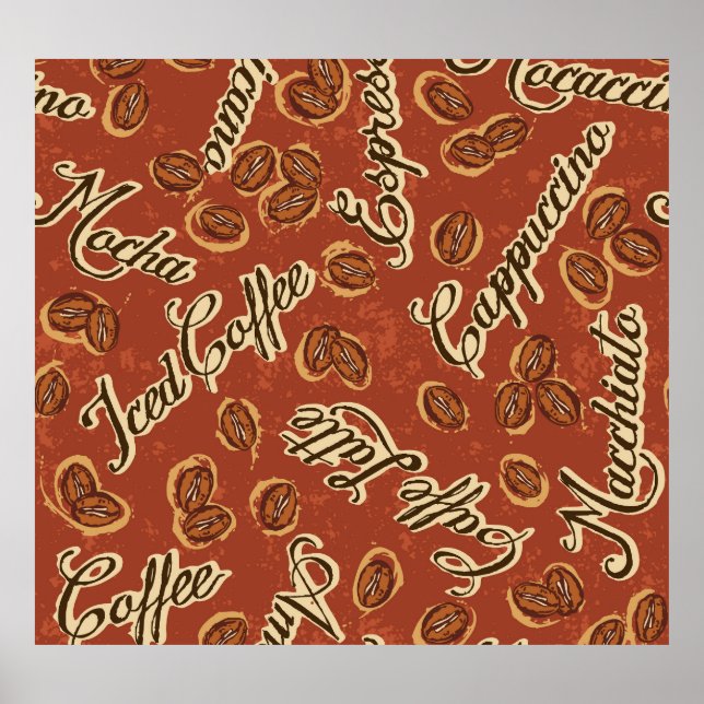 Coffee beans: typography vintage pattern. poster (Front)