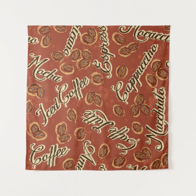 Coffee beans: typography vintage pattern. tapestry (Front)
