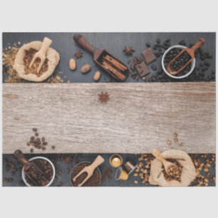 Coffee Beans & Wood Decoupage Tissue Paper