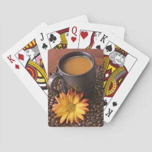 Coffee Beans & Yellow Daisy Playing Cards
