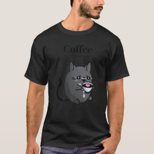 Coffee Because Murder is Wrong Black Cat Drinks Co T-Shirt