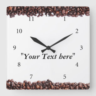 Coffee beet watch motif and text box square wall clock