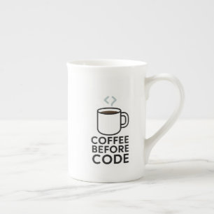 Coffee Before Code — Minimal Mug with Code Steam