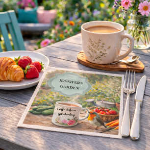 Coffee before gardening robin garden personal napkin